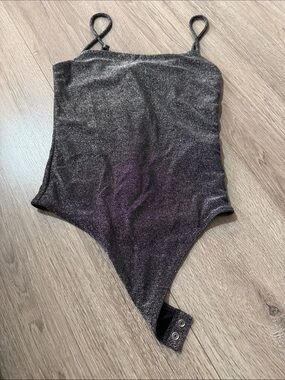 Women’s Sparkle Black Metallic One-Piece Bodysuit